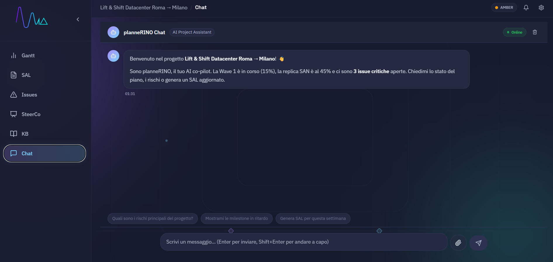 planneRINO Chat AI - project assistant con knowledge base e motore RAG